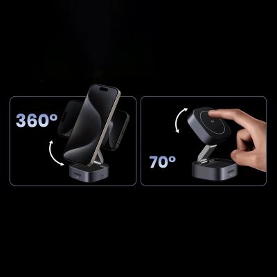 7. Ugreen W702 3in1 inductive charger with MagSafe / Qi2 and USB-C port for phone / headphones - black