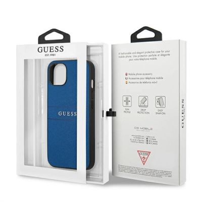 8. Guess Saffiano Strap Case for iPhone 13 mini 5.4" - Blue