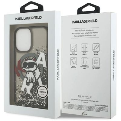 8. Karl Lagerfeld Liquid Glitter Choupette Logo MagSafe iPhone 17 Case - Black