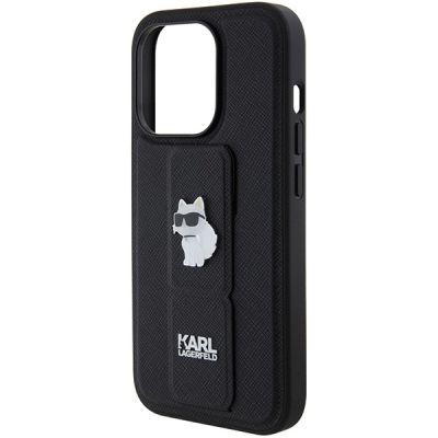6. Karl Lagerfeld Gripstand Saffiano Choupette Pins case for iPhone 14 Pro - black