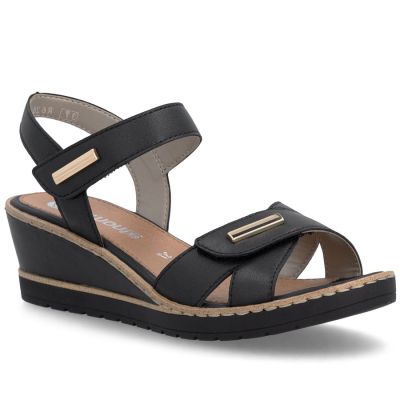 7. Women's gold leather wedge sandals Remonte R6266-90