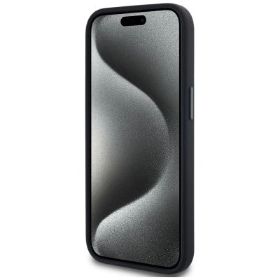 5. Karl Lagerfeld Silicone Shadow Metal Initial MagSafe Case for iPhone 15 Black