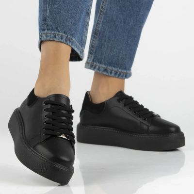 8. Women's leather platform sneakers, black, Filippo DP6119