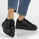 8. Women's leather platform sneakers, black, Filippo DP6119