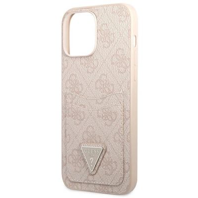 6. Guess 4G Triangle Logo Cardslot Case for iPhone 13 Pro / 13 - Pink