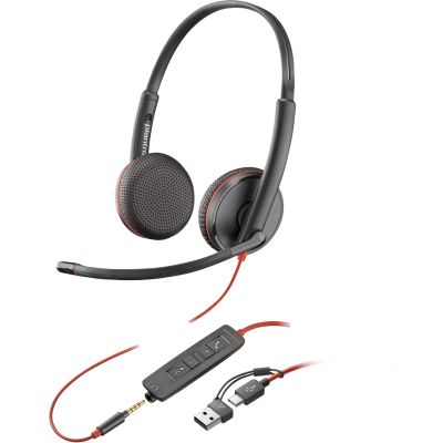 71. POLY Blackwire 3225 USB-C Stereo Headset + 3.5mm Plug + USB-C/A Adapter (Multi-Pack)