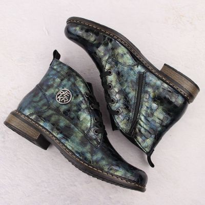 3. Women’s green patent croc ankle boots Rieker 71205-90