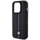 6. BMW Leather Stamp Blue Line Case for iPhone 15 Pro Max - Black