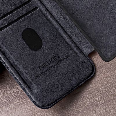 7. Nillkin Qin Pro Case for Samsung Galaxy S25 Ultra with Flip and Camera Cover - Black