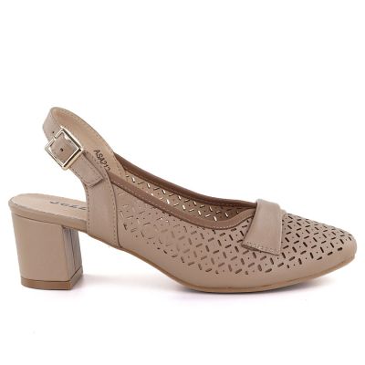 2. Women's openwork pumps with a strap, beige Jezzi ASA212-8