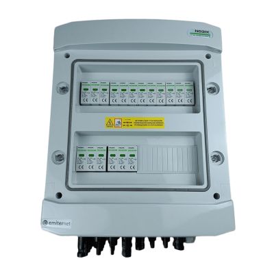 Hermetic IP65 EMITER DC connection switchboard with Noark 1000V type 2 DC surge arrester, 6x PV string, 6x MPPT
