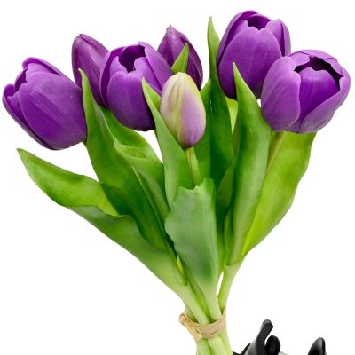 17. BOUQUET OF 7 PURPLE TULIPS 31 CM LIFE-LIKE SPRING DECORATION