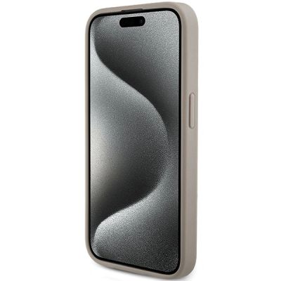 5. Guess 4G Triangle Metal Logo Case for iPhone 15 Pro - White