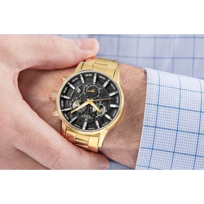 4. Men's Watch Giewont Chronograph Sapphire Gold Black GW4580-B4