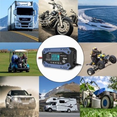 25. QOLTEC STD AGM GEL LIFEPO4 BATTERY CHARGER | RECTIFIER WITH REPAIR FUNCTION | 12-24V | 10A | LCD | 9-STEP CHARGING