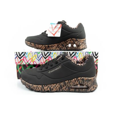 10. Skechers Uno-Loving Love women's sports sneakers fashionable black