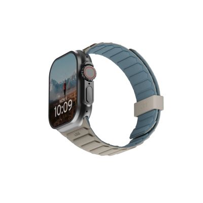 5. UAG Pathfinder - silicone double-sided magnetic strap for Apple Watch series: 1-3, 42mm / series 4-6 & SE 1-2, 44mm / series 7-9, 45mm / series 10, 46mm / Ultra 1-2, 49mm (dune / cloud blue)