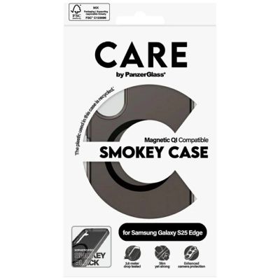 4. CARE by PanzerGlass Flagship Urban Combat Black QI Case for Samsung Galaxy S25 Edge - Semi-transparent