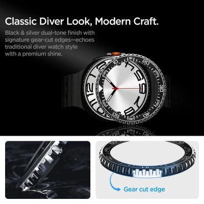 11. Spigen Bezel Tune Pro Diverna Samsung Galaxy Watch 8 Classic 46mm Cover - Black