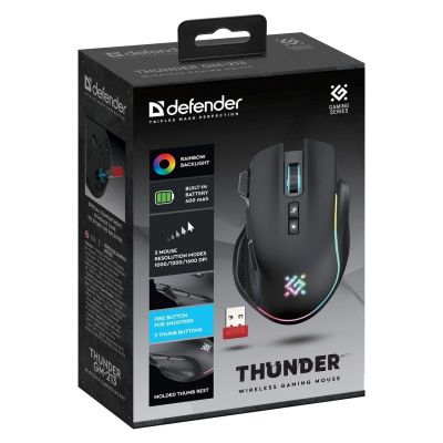 2. DEFENDER MOUSE GM-213 THUNDER RF 1600dpi 8P BLACK
