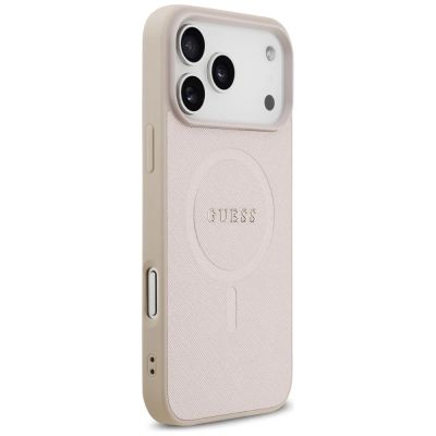 4. Guess Saffiano Classic Logo MagSafe Case for iPhone 18 Pro Max / iPhone 17 Pro Max - Pink
