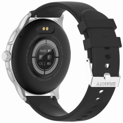9. GRAVITY GT12-7 Women's Smartwatch Black Silicone Strap + Silver Bracelet