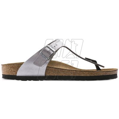 8. Birkenstock Gizeh Birko-Flor silver regular wide women's flip-flops (0043851)