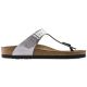 8. Birkenstock Gizeh Birko-Flor silver regular wide women's flip-flops (0043851)