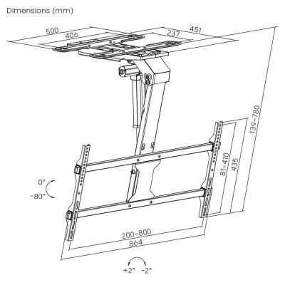 6. Maclean electric TV mount, ceiling mount, Tuya compatible, max. VESA 800x400, for TV 43-86", max. 45kg, MC-110 T