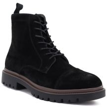 Men's leather ankle boots, unlined, suede, black, Big Star UU174221