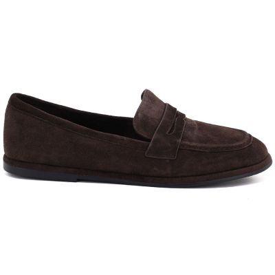 2. Women's Chocolate-Brown Leather Loafers Vinceza 67028