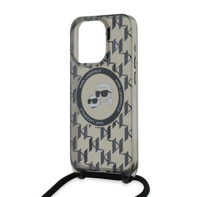 5. Karl Lagerfeld IML Crossbody Monogram Karl & Choupette Head MagSafe Case for iPhone 15 Pro Max - Black