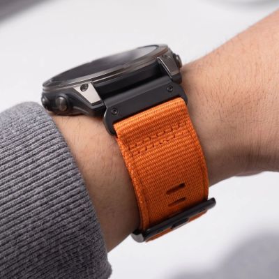 7. Tech-Protect Nylon Classic Strap for Garmin Fenix ​​5X / 5X Plus / 6X / 6X Pro / 7X / 8 / 8 Pro / 9 / 9 Pro (51 mm) - Orange