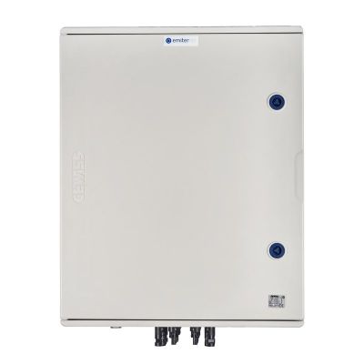 DCAC hermetic IP66 EMITER connection box with Dehn 1000V DC surge arrester type 1+2, 4 x PV string, 4 x MPPT // Dehn AC limiter type 1+2, 100A 3-F, FR 100A, phase signal + socket