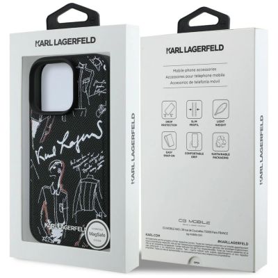 8. Karl Lagerfeld Grained Pattern & Logo MagSafe Case for iPhone 16 Pro - Black