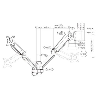 10. Equip Wall Mount 17"-32"/2TFT 180°GF 2Joints 9Kg sw lite Retail