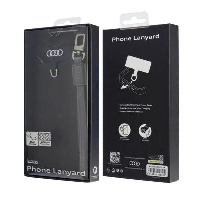 3. Audi Crossbody Leather Universal Lanyard 28cm x 10mm - Gray