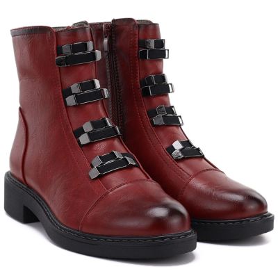 8. Women's winter ankle boots on a block red M.Daszyński SA252-16 SA252-1