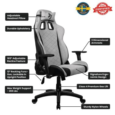 18. Arozzi Soft Fabric | Gaming Chair | Avanti SoftFabric | Light Pilkas Console Gaming Chair Upholstered Seat
