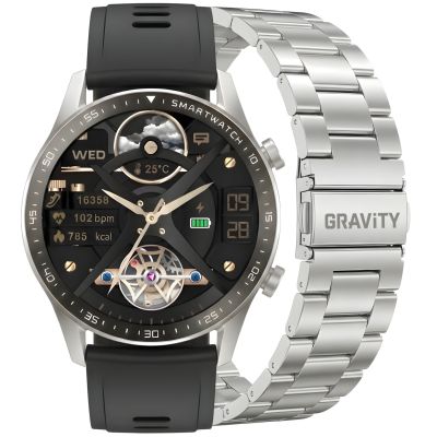 11. Smartwatch Gravity Silver Bracelet + Strap GT10-6