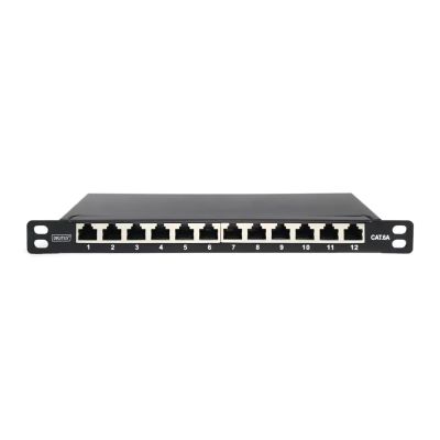 2. Digitus Patch Panel CAT 6A Slim, Shielded, 12-Port, 0.5U, 10", Black