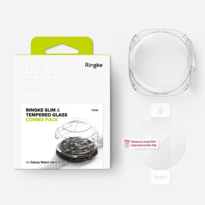 9. Ringke Slim & Tempered Glass Case + Glass Set for Samsung Galaxy Watch Ultra 47mm - Transparent