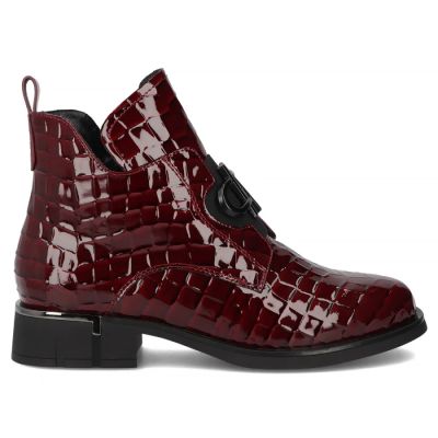 3. Women’s burgundy patent leather croc-effect ankle boots Filippo DBT7191