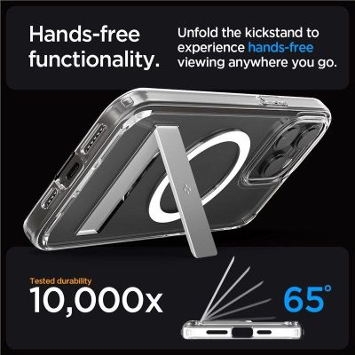 12. Spigen Ultra Hybrid S MagSafe Case with Stand for iPhone 15 Pro - Transparent