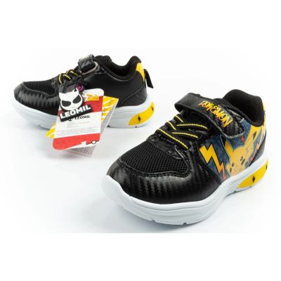 8. Leomil children's sports shoes Pokemon sneakers lightweight with velcro LED black yellow