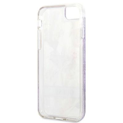 7. Guess Flower Liquid Glitter case for iPhone SE 2022 / SE 2020 / 7 / 8 - purple