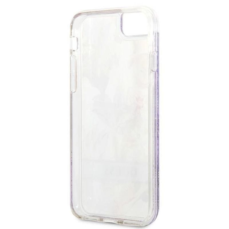 7. Guess Flower Liquid Glitter case for iPhone SE 2022 / SE 2020 / 7 / 8 - purple
