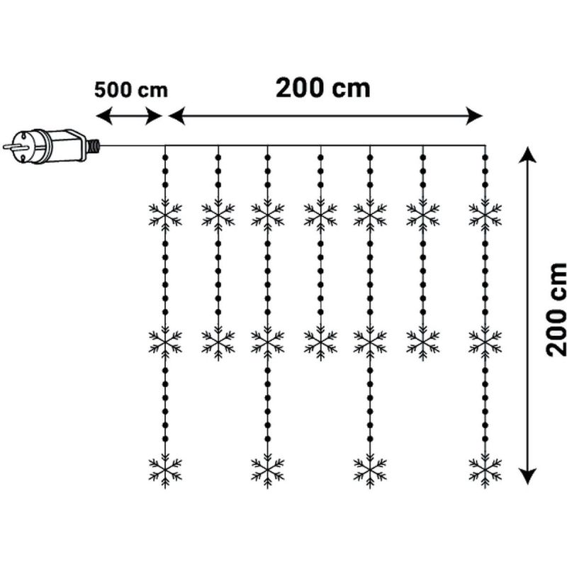 16. CHRISTMAS TREE LIGHTS LIGHT CURTAIN 200x200 CM 408LED SNOWFLAKES MULTICOLOR