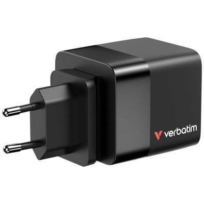 8. Verbatim Gan 65W charger 2xUSB-C PD, 1xUSB-A, retrac. Cable 32217