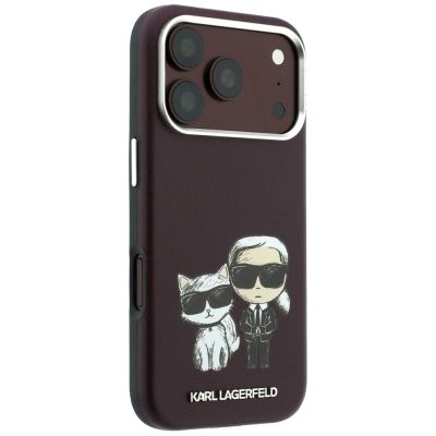 4. Karl Lagerfeld Smooth Karl & Choupette Bodies Sketch MagSafe case for iPhone 18 Pro / 17 Pro - burgundy